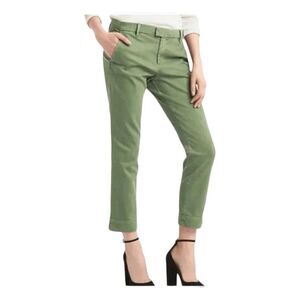 Gap Casual Slim Cropped Pants Olive Green Garment Dye Mid-Rise 0